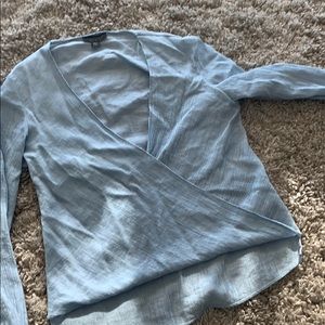 Top shop size 4 blue crepe wrap top. Worn 1
